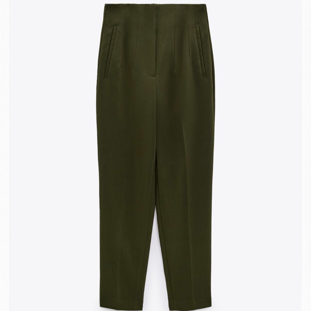 NWOT ZARA High Waisted Khaki Green Pants